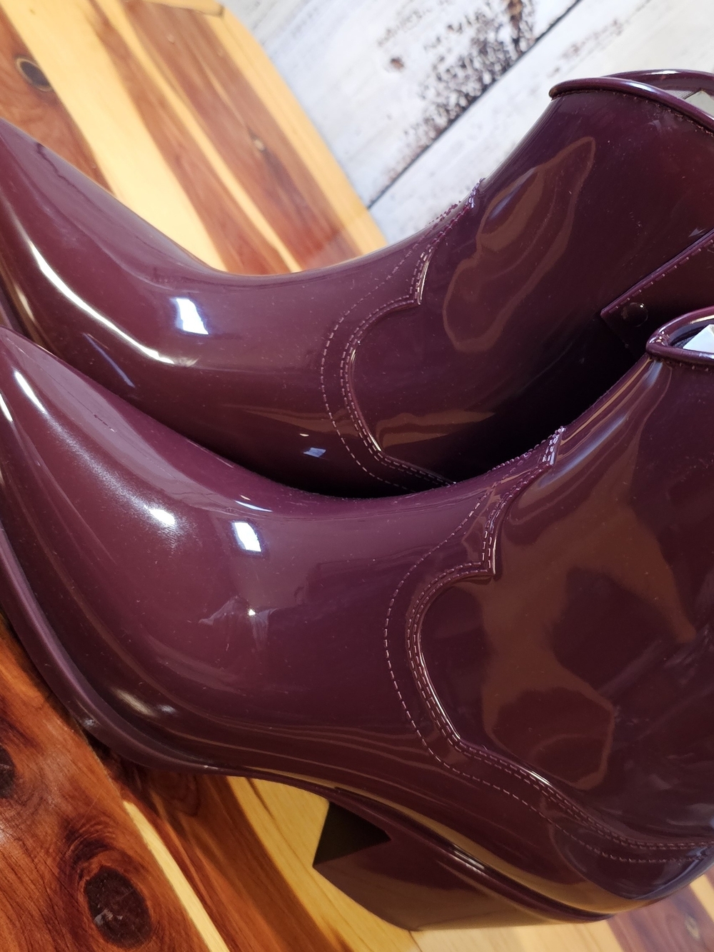 Coconuts by Matisse Oakley Burgundy Gloss Western Rain Boots Waterproof Sz 9 NIB